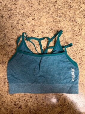 Gymshark Teal Strappy Seamless Sports Bra - Teal/Deep Teal